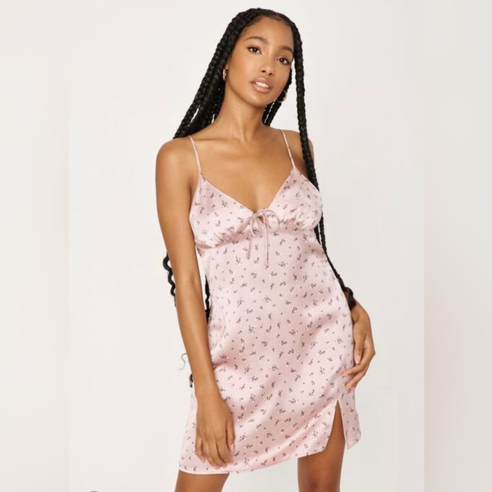 Garage Clothing Lace-Trim Satin Slip Dress
